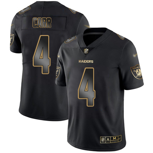 Men Oakland Raiders Limited Black Gold Derek Carr Jersey NFL Football #4 Vapor Untouchable Jersey->nfl t-shirts->Sports Accessory